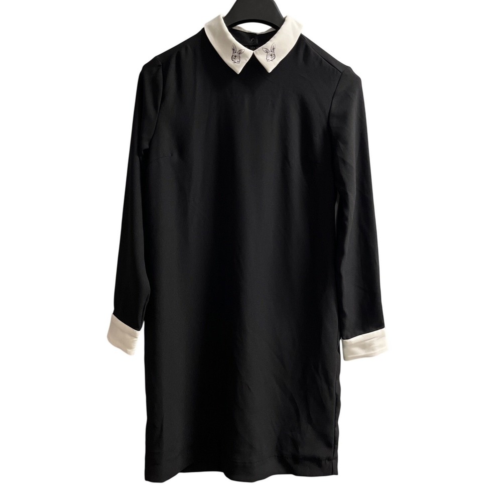 Victoria Beckham X Target Dress Black Chiffon Shirt Rabbit Collar‎ Size M Easter